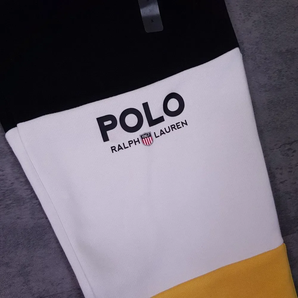 POLO Ralph Lauren Colorblock Logo Jogger Pants Mens Size SMALL Black Yellow‎